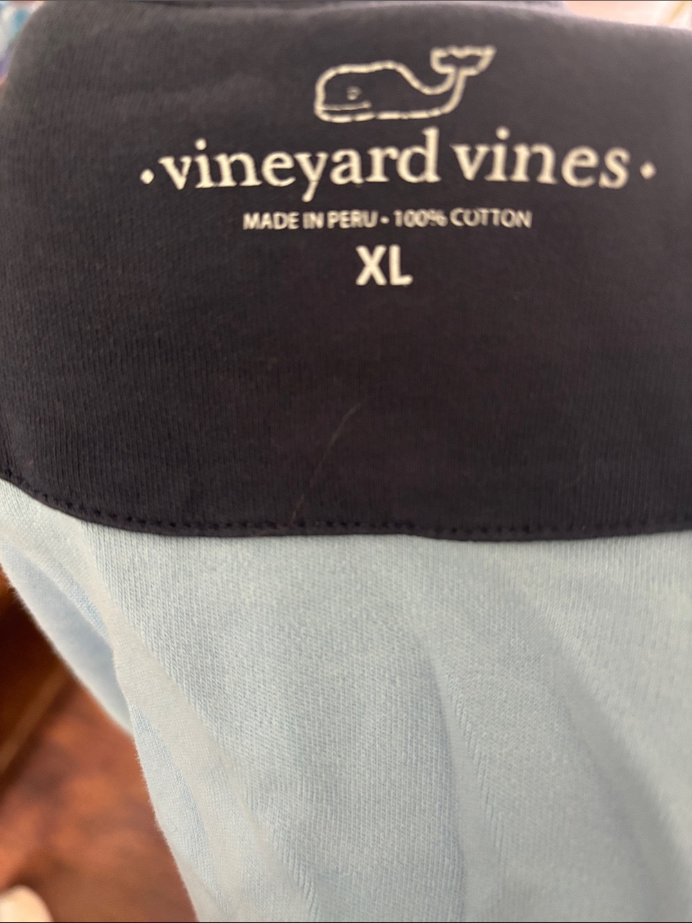 Vineyard Vines Men’s Light Blue Polo with Navy Collar